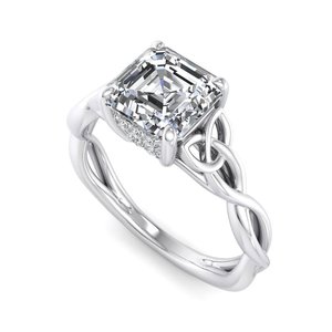 Anillo de Compromiso para Mujer de Plata de Ley 925 con Diseño Trenzado Infinito y Diamante Moissanita Cuadrado - Product Image 6