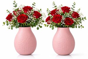 Vase à fleurs en métal à surface plane, couleur rose, design élégant pour une présentation sur table, vase léger pour utilisation sur balcon - Product Image 6
