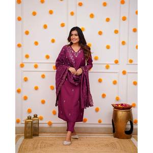 DESIGNER ROMAN SILK SEQUENCE CODAGE BRODERIE TRAVAIL HAUT BAS AVEC DUPATTA ROSE - Product Image 1