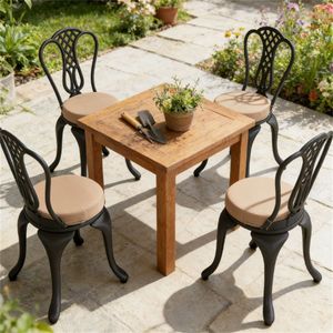 Set di 4 Cuscini Circolari Kaki per Terrazza Esterna e Giardino - Solo Cuscini - Product Image 1