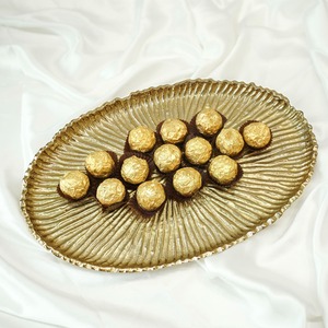 Plateau de service en métal de forme originale, plat décoratif en aluminium poli, plat à fruits pour la décoration de table de mariage ou de fête - Product Image 5