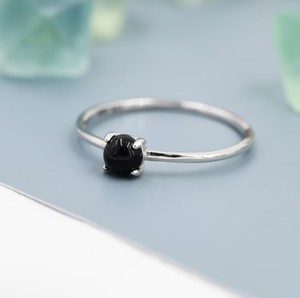 Bague en onyx noir en argent sterling, bague simple en onyx noir naturel, pierre précieuse semi-précieuse authentique - Product Image 3