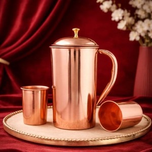 Luxury Copper Jug Brass Handle | Handmade Hotel Serveware Thermal Insulation 6-12 Hours <b>Camping</b> Use Classic Design king Brand - Product Image 4