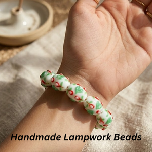 Cuentas de Vidrio Hechas a Mano con Técnica de Lampwork |   Cuentas Sueltas de Vidrio Artesanal Ovaladas Blancas de 15x20 mm para la Fabricación de Joyas y Accesorios de Manualidades - Product Image 2