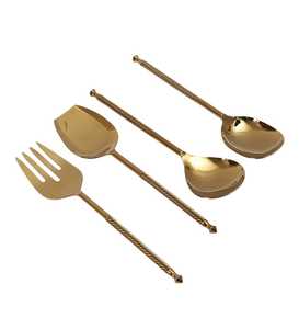 Cuillère en laiton traditionnelle indienne pour ensemble Thali, cuillère décorative en laiton pour service festif, cuillère robuste pour une utilisation durable - Product Image 6