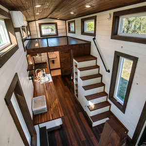 2 Story Prefab Trailer House Outdoor <b>Camping</b> Modular Mobile Home Cabin with <b>Kitchen</b> Bathroom Sleeping Space Travel Living Unit - Product Image 2