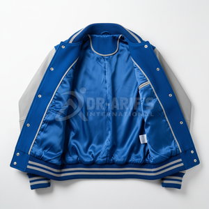 Veste universitaire bleu-gris pour homme, broderie lettre 47, style preppy, col rabattu, coupe classique, automne - Product Image 6
