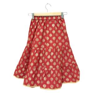 Girls <b>Top</b> with Sharara Mustard & Red Sleeveless Printed Cotton Women's Sets - Product Image 3