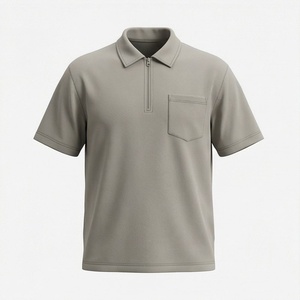 Camisa polo de manga corta color caqui para hombre de Shan Apparel con bolsillo en el pecho, corte regular, informal, de punto, de color sólido. - Product Image 5