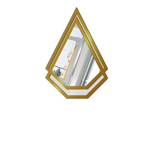 Beveled Shape Scandinavian Design Glass <b>Wall</b> <b>Mirror</b> with Gold Texture Geometric Decorative Bathroom <b>Mirror</b> - Product Image 1