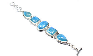 Pulsera de plata de ley 925 con piedra lunar azul para mujer, superventas - Product Image 3