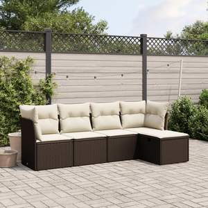 Ensemble de canapés de jardin modulaires en rotin PE marron, 5 pièces - Product Image 1