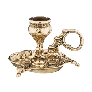 <b>Brass</b> <b>Candlestick</b> <b>Holder</b> With Circular Tray And Finger Loop For Home Decoration Vintage Iron Chamber Stick <b>Holder</b> - Product Image 4