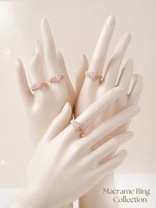 แหวนมาคราเม่ออนิกซ์สีเขียว-เครื่องประดับถักทำมือจากอัญมณีธรรมชาติ รับรองโดย IGI |   ฮาริ อม ครีเอชั่นส์ - Product Image 5