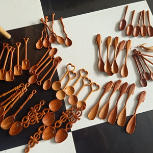 Cuillère en bois pour faire des boules de Ragi, spatule à riz en bois, artisanat naturel, style américain, écologique, cadeau d'affaires pour enfants - CARYLN - Product Image 2