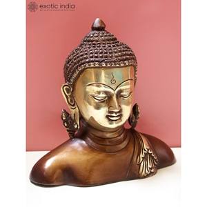 Escultura de busto de Buda de latón de 6 pulgadas hecha a mano para regalar hecha en la India - Product Image 3