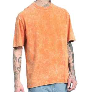 Camiseta de Hombre de Algodón Grueso de Alta Calidad, Color Naranja Ácido, 230g, Lavada, Estilo Vintage, Personalizable - Product Image 3