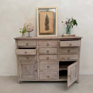 Rustic Solid Wood Sideboard Buffet <b>Cabinet</b> 11 Drawers 2 Doors Antique Storage Credenza Living Room <b>Cabinets</b> - Product Image 2