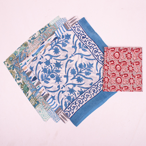 Mouchoirs en coton imprimés classiques, motif floral bleu et rouge, cadeau pour homme, style tissé écologique, unisexe adulte - Product Image 1