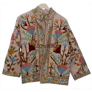 Chaqueta Bomber de Invierno para Mujer, Tejida a Mano con Bordado Suzani, Volantes, Estampado Floral, Transpirable, Ecológica, 100% Algodón - Product Image 6