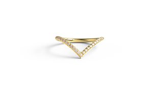Minimalist 18K Gold V Shaped Diamond <b>Ring</b> <b>Dainty</b> Pave Round Diamond <b>Ring</b> Stackable Band Fine Jewelry Engagement <b>Ring</b> for Women - Product Image 1