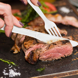 Juego de Cubiertos Desechables de Plástico CPLA Ecológicos, Biodegradables, Libres de BPA, Resistentes al Agua, >100 Piezas, para Fiestas, Marca Personalizada - Product Image 1