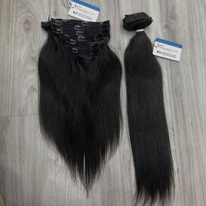 Extensions de cheveux naturels lisses de haute qualité à clipser, 100% cheveux humains vietnamiens, doux et brillants, fournisseur de cheveux vierges - Product Image 2