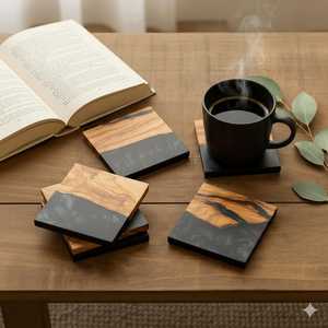 Premium Wooden Resin <b>Coaster</b> <b>Set</b> Handmade Durable Stylish Customizable Classic Design Modern Home Decor Perfect Gifting Option - Product Image 2