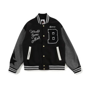 OEM personalizado de talla grande de los hombres Varsity chaqueta de béisbol logotipo frontal bordado con diseño de grafiti personalizable al por mayor - Product Image 1