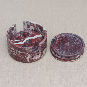 Modern Brown Marble Tea Coaster 4 in. With Set of 4 With Holder <b>Table</b> <b>Protection</b> For Home and Kitchen - Product Image 2