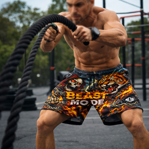 Shorts d'été pour hommes, streetwear, avec logo sublimé, respirants, avec cordon de serrage, fabrication OEM personnalisée - Product Image 6