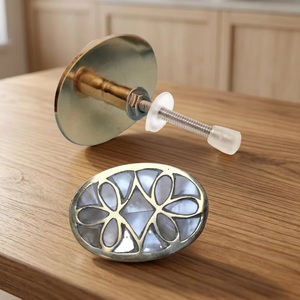 Oval Brass Cabinet <b>Knob</b> Mother Pearl Inlay Modern Design Eco-Friendly Adjustable Easy Installation Home Office Furniture Handles - Product Image 3