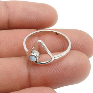 Unique Round Cut Rainbow Moonstone Gemstone <b>Ring</b> <b>Crafted</b> From Solid 925 Sterling Silver Handmade Bohemian Jewelry For Women - Product Image 3