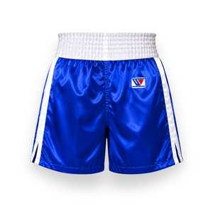 Shorts de boxe décontractés pour hommes en toile bleue 100 % polyester, taille mi-haute unie avec cordon de serrage - Product Image 1