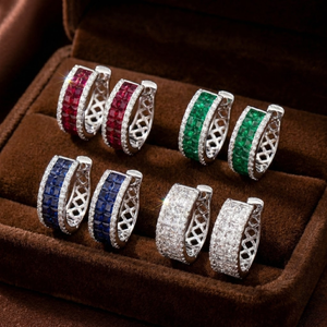 Pendientes de Aro Clásicos de Oro Blanco Sólido de 18k con Diamantes Naturales y Rubíes, Joyería Hecha a Medida, Gran Venta, Mejor Calidad, para Mujer - Product Image 5