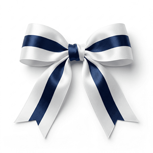 ริบบิ้นผ้าซาตินสีขาวขนาด 25 มม. ลายทางตรงกลางสีกรมท่า สำหรับห่อของขวัญ การ์ดเชิญ บรรจุภัณฑ์ตกแต่ง และจัดดอกไม้ ขายส่ง - Product Image 2