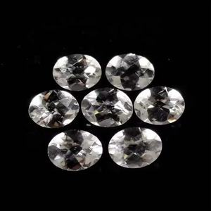 10x12มม. หินบุษราคัมสีขาวธรรมชาติเจียระไนทรงไข่อัญมณีบำบัดแบบหลวมๆ - Product Image 2