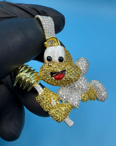 Pendentif Abeille de Dessin Animé en Argent Sterling 925 Plaqué Or 18K avec Moissanite Taille Brillant, Breloque Unisexe Hip Hop - Product Image 1