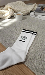 Women Eco-Friendly Anti-Slip Yoga Daily Use Crew <b>Socks</b> Ribbed Knit Letter Embroidery Striped Mid Calf Breathable <b>Soft</b> Casual - Product Image 3