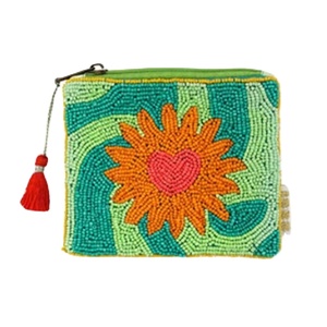 Unique Elephant Design Seed Beaded Coin Purse With Hand <b>Stitched</b> Patterns And Bold Colors Chic Accessory For Women - Product Image 1