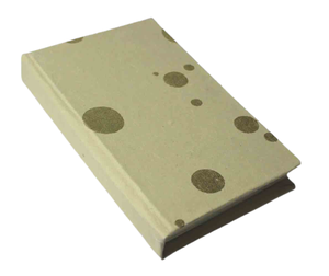 Carnet à couverture rigide fait main, motif Dots moderne, papier coton kaki clair recyclé, reliure collée avec feuille d'or, pour notes et journal intime - Product Image 2