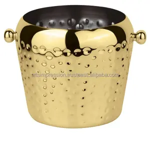 Shiny gold finish with hammer ice bucket stainless steel 304 with reasonable prices bare ware items brown antique beer good item