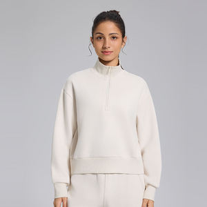 เสื้อพูลโอเวอร์คอตั้งแขนยาวผ้าฟลีซปักลายคุณภาพสูงแบบใหม่สำหรับผู้หญิง สไตล์สปอร์ต ผ้าฝ้าย เหมาะสำหรับฤดูใบไม้ร่วง - Product Image 6