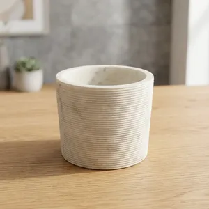 Vase rond en marbre pour table, décoration intérieure minimaliste, salon, durable, toutes saisons - Product Image 3