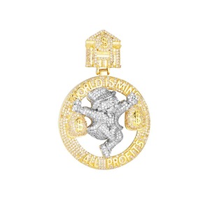 Collar con Colgante de Dos Tonos Chapado en Oro de 14k para Hombre, Estilo Hip Hop, con Significado de Dinero y Ganancias, Micro Pavé de Moissanita - Product Image 4