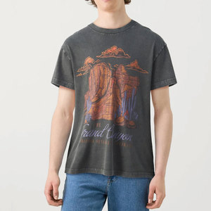 T-shirt délavé à l'acide 100% coton, coupe oversize, impression graphique DTG, grammage lourd 220 GSM, style rétro vintage hip-hop streetwear - Product Image 1