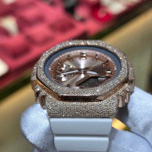 Reloj Digital de Lujo en Oro Rosa, Cuarzo Analógico, Correa de Acero Inoxidable de 20 mm, Bisel Brillante, Pantalla Mixta, Uso Casual - Product Image 2