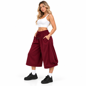 Wholesale Women Baggy Sweat <b>Shorts</b> Viral Streetwear Wide Leg Sweatpants <b>Shorts</b> Loose Fit Solid Color Modern Womens <b>Culottes</b> - Product Image 5