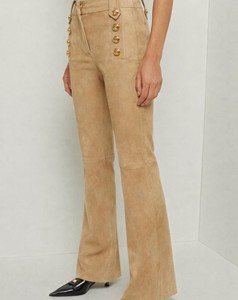 Pantalon en daim pour femme, cuir souple, coupe évasée, taille haute, élégant, pantalon de mode, fournisseur en gros, fabricant OEM personnalisé - Product Image 3