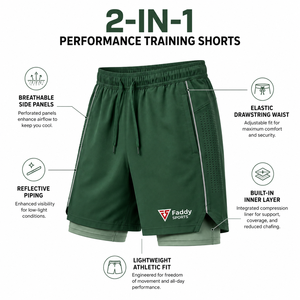 Shorts de course 2 en 1 pour hommes, séchage rapide, respirant, pour la salle de sport, l'entraînement, la course à pied, avec poches - Product Image 6